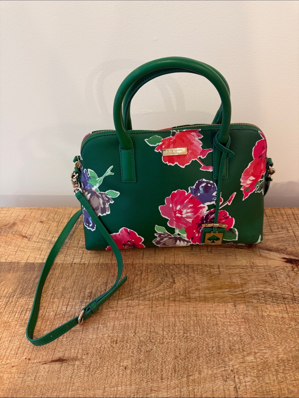 kate spade Green Floral Dome Crossbody Satchel